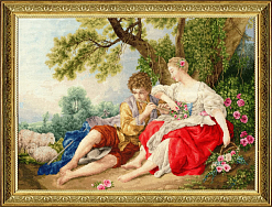 Вышивка МК-111 Пастух, играющий на свирели пастушке. 1747-1750 Вышивка МК-111 Пастух, играющий на свирели пастушке. 1747-1750